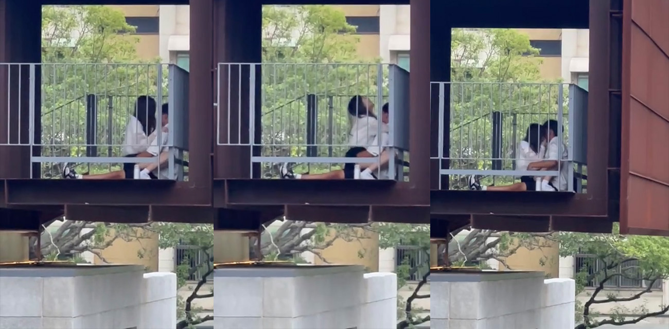 台湾新竹府后街停车场 饥渴小情侣上演活春宫 楼梯角落激情泄欲惨遭偷拍！