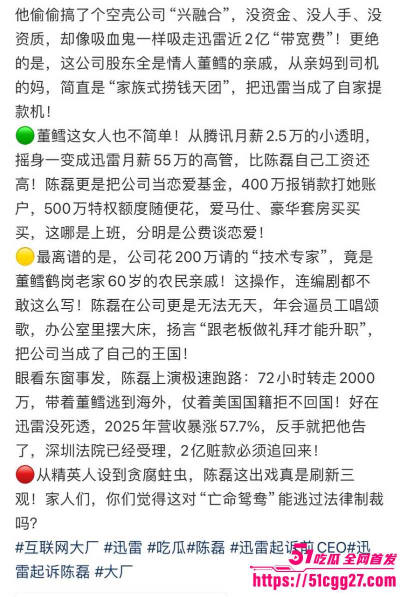 迅雷前CEO陈磊狗血男女总裁案015 迅雷前CEO陈磊狗血男女总裁案015