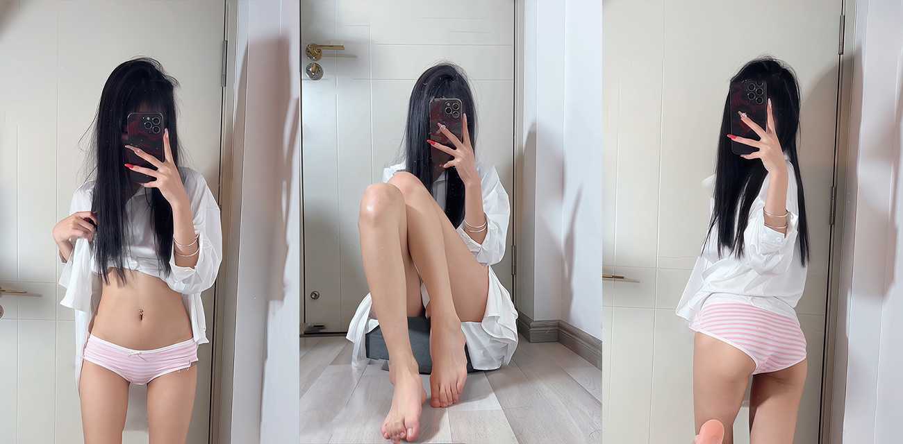 抖音高颜值少女 聂傲娇 性感白衬衫真空福利 粉白内裤陷进穴肉 蜜桃臀瓣夹出细沟