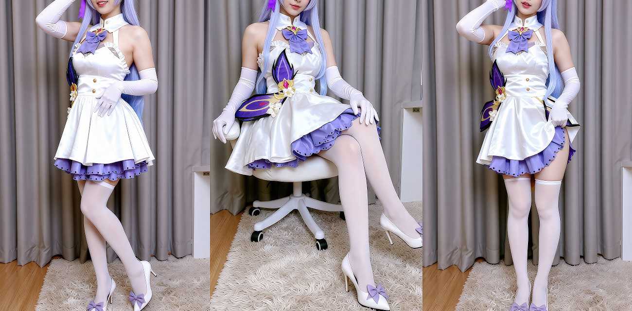 二次元福利姬 铃木美咲 COS原神刻晴霓裾翩跹 白丝跨坐玩穴 足交口交尺度拉满！