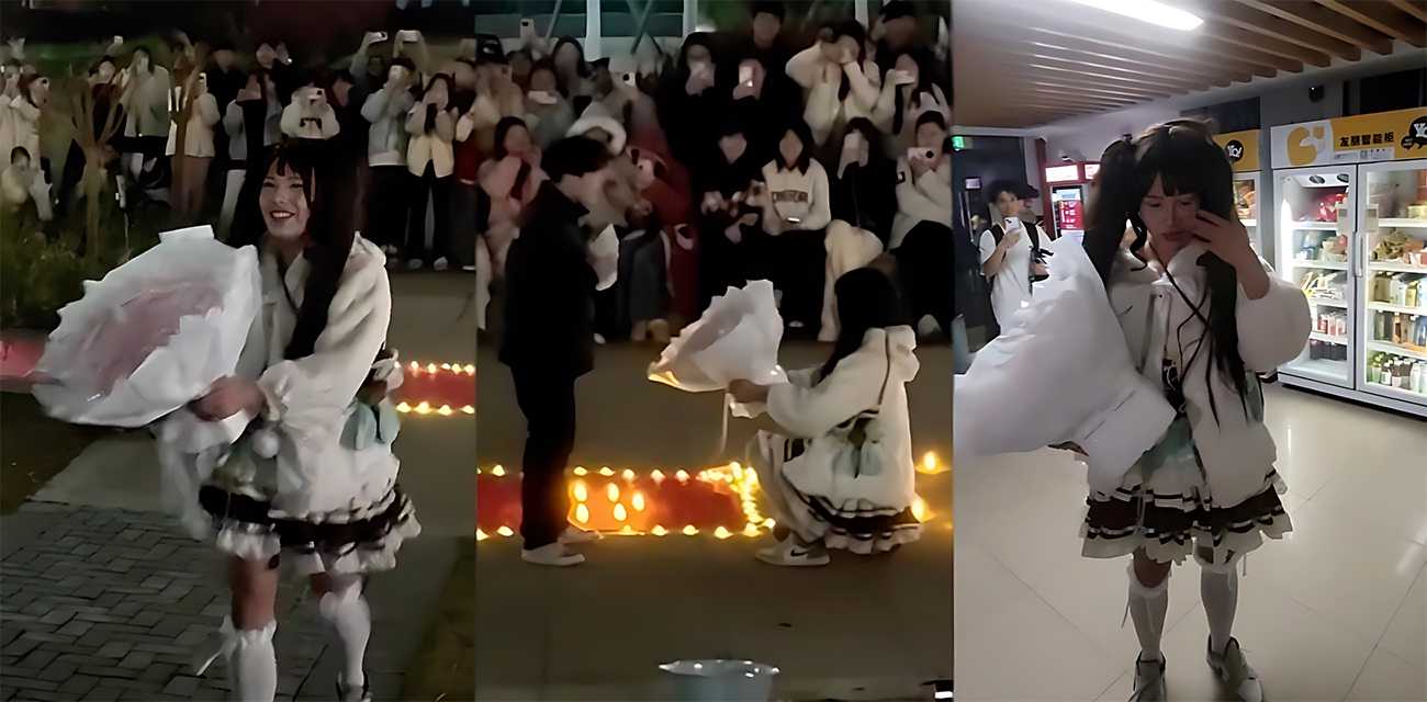 武汉光谷职业学院 TS男穿洛丽塔女装表白室友 公主抱扛回宿舍 被领导保安围堵教育 视频遭全网疯传！