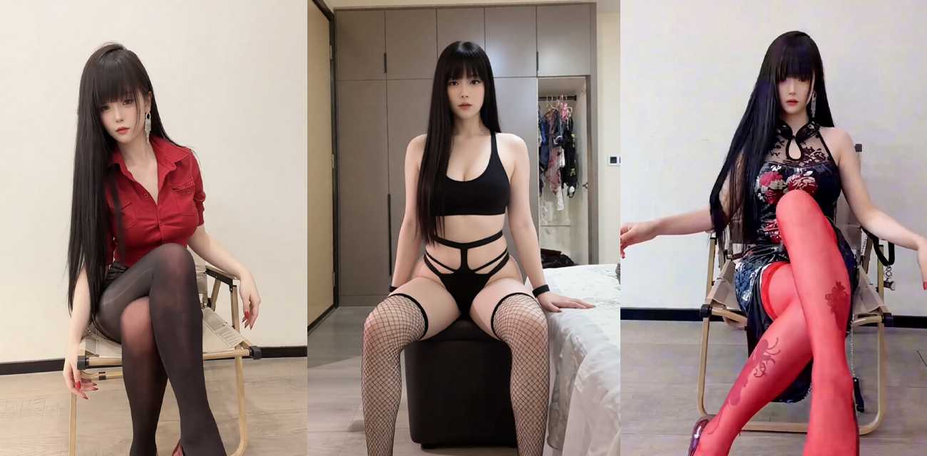 抖音网红 呆呆妹 反差嫩妹直播骚舞 开裆黑丝配红色高跟浴室自慰 丁字裤珍珠链沾满淫水