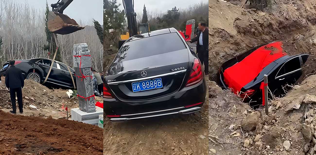东北一大哥离世竟把百万奔驰S450L直接随葬入土 8888连号豪车被活埋 太壕了！