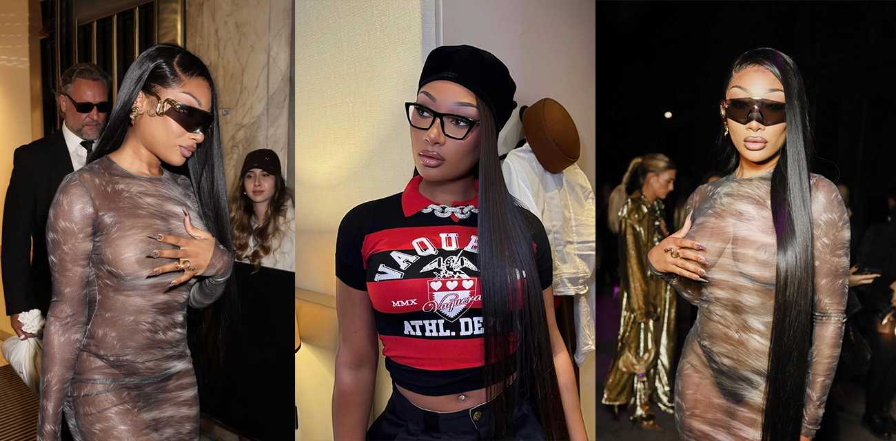 美国说唱歌手 梅根 米兰时装周性感炸场 全透明裙秀爆奶肥臀 顶级身材堪称荷尔蒙炸弹！