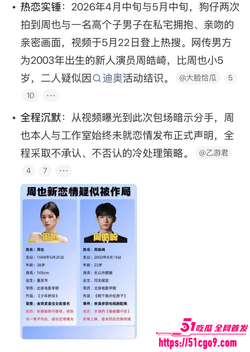 内地女演员周也周皓崎官宣分手019 内地女演员周也周皓崎官宣分手019