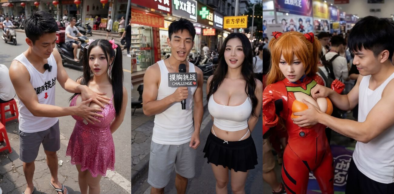 AI街头摸胸挑战 巨乳coser精神小妹被当街揉奶 手感爆棚高潮脸太顶