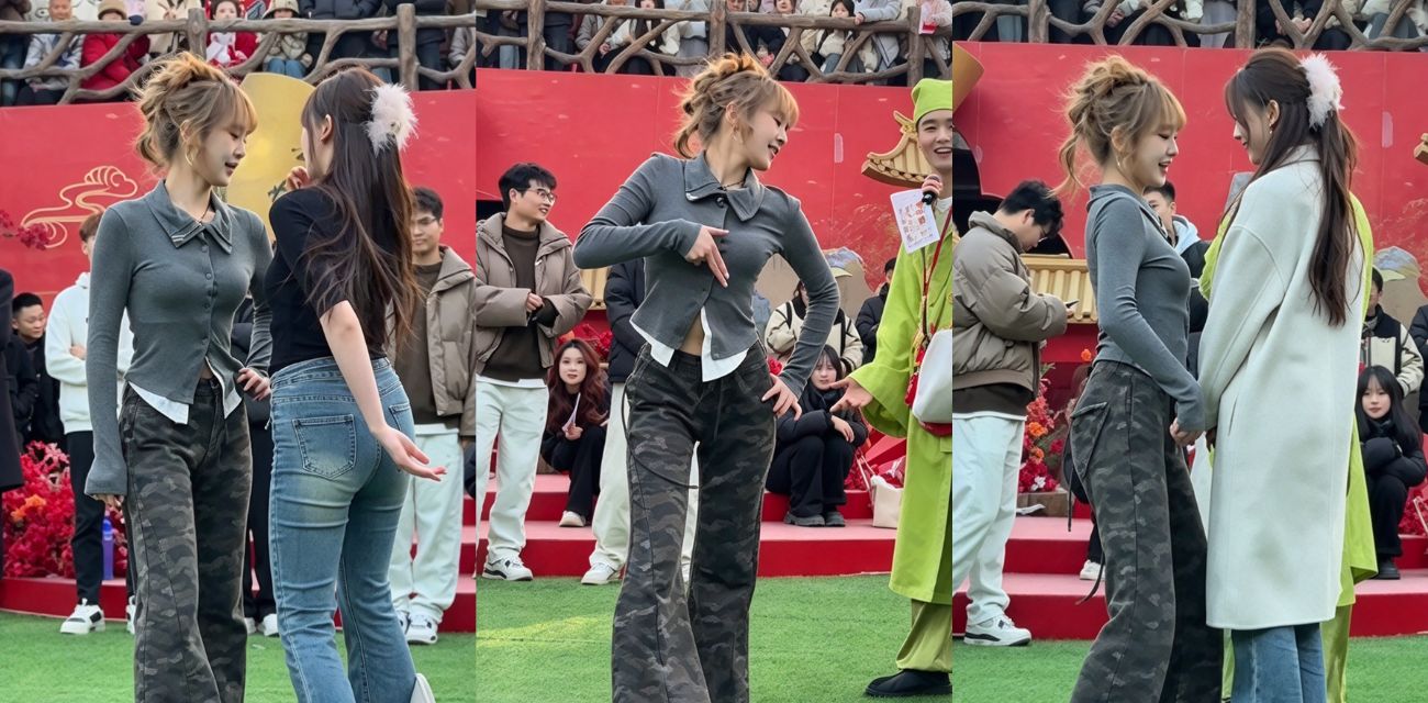 开封万岁山武侠城 黑白条纹女孩下腰视频完整版 露奶当众玩擦边 主持人当场看呆！