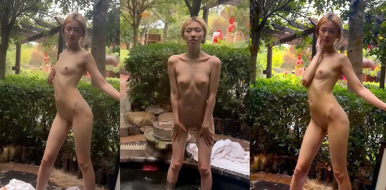 西萌工作室 濑濑 福利私拍 校园露出后全裸泡温泉 假屌深插白虎穴简直骚的得批！
