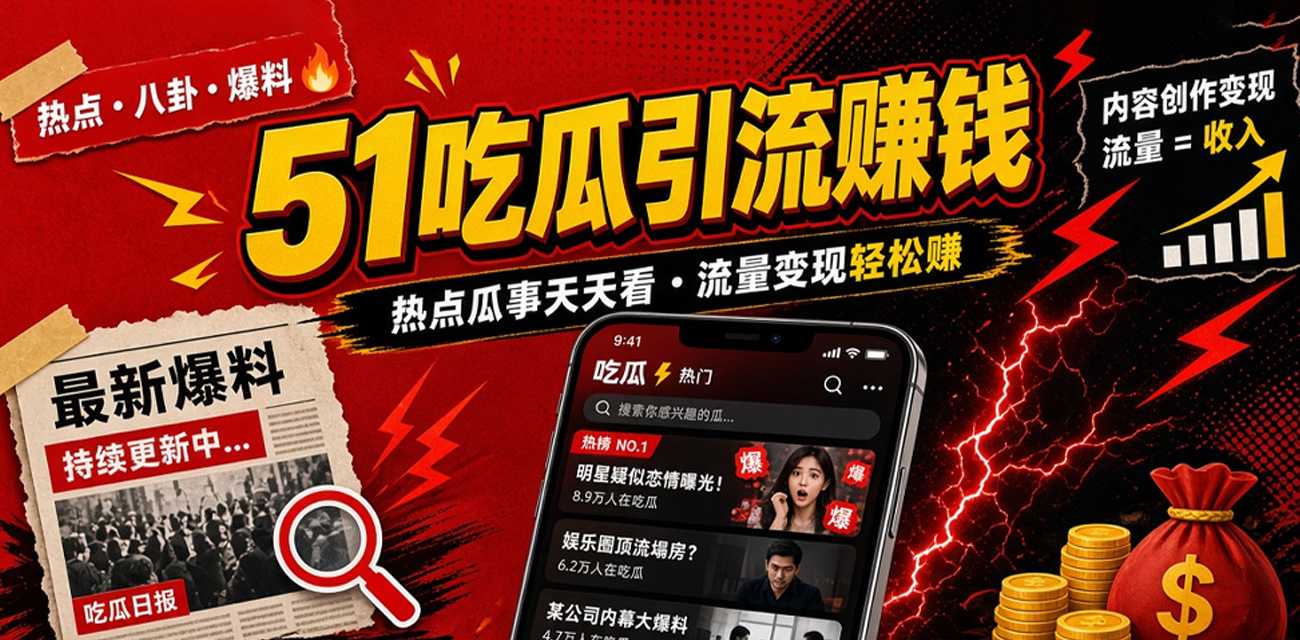 51吃瓜创造野生商机 瓜友凭借分享黑料月入过万 完整教学流出看完你也能赚的盆满钵满