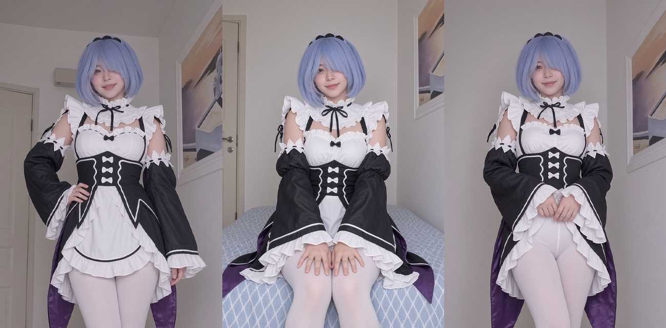 极品COS YouKiwiBear 性爱福利 化身蕾姆服侍主人肉棒 口交中出内射微毛蜜穴